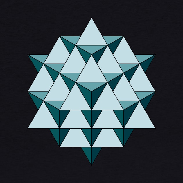 64 Tetrahedron - Cool Blues by Rupert Russell